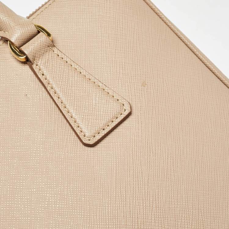 Pre Owned Prada Beige Saffiano Lux Leather Small Galleria Tote