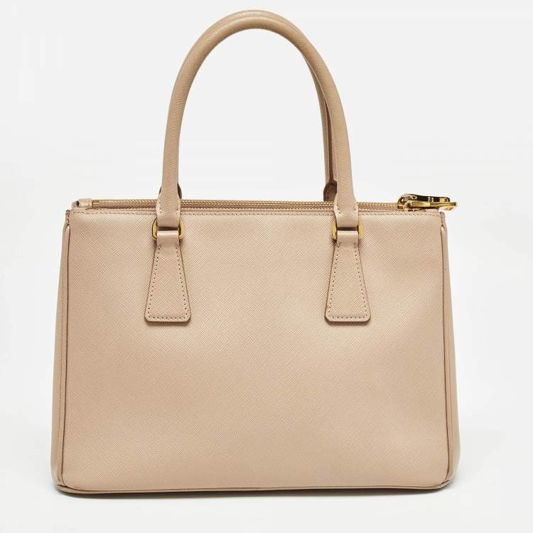 Pre Owned Prada Beige Saffiano Lux Leather Small Galleria Tote