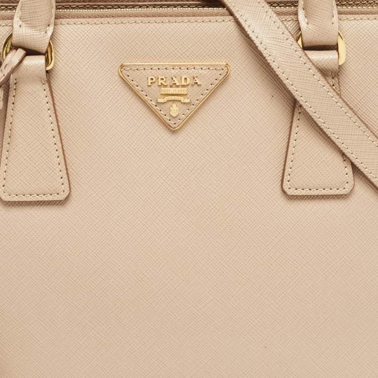 Pre Owned Prada Beige Saffiano Lux Leather Small Galleria Tote