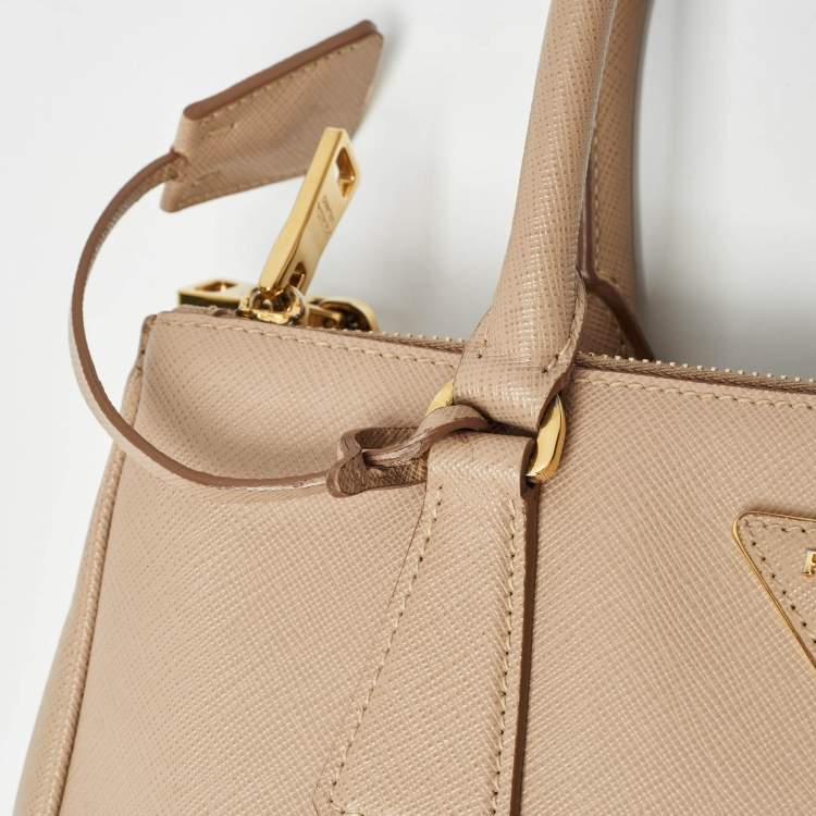 Pre Owned Prada Beige Saffiano Lux Leather Small Galleria Tote