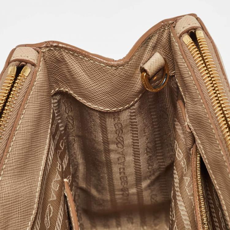 Pre Owned Prada Beige Saffiano Lux Leather Small Galleria Tote