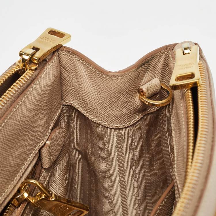Pre Owned Prada Beige Saffiano Lux Leather Small Galleria Tote