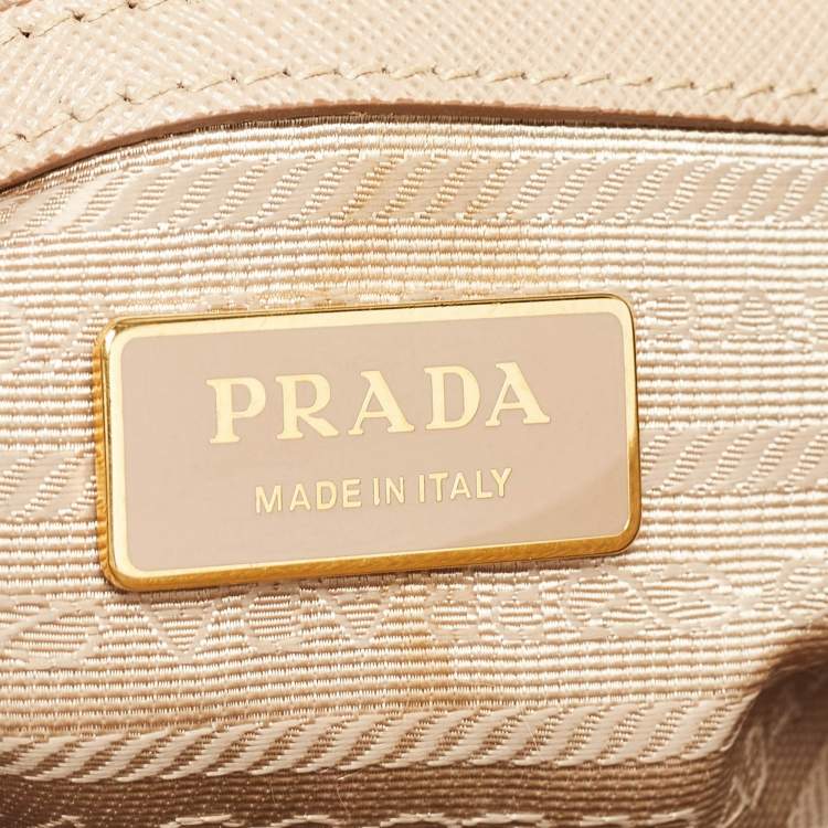 Pre Owned Prada Beige Saffiano Lux Leather Small Galleria Tote