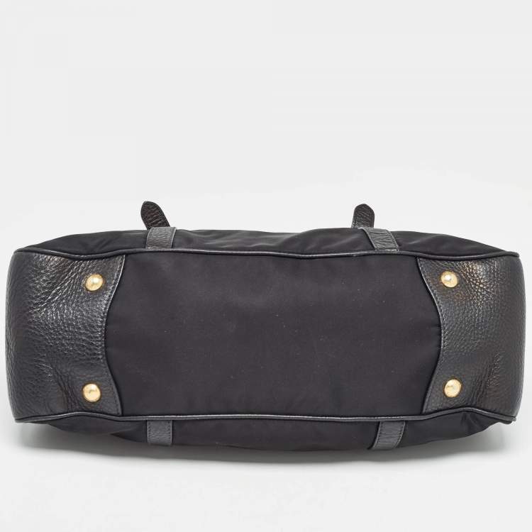 Pre Owned Prada Black Nylon and Leather Top Zip Satchel
