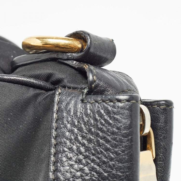 Pre Owned Prada Black Nylon and Leather Top Zip Satchel