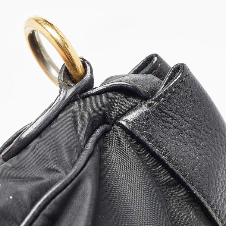 Pre Owned Prada Black Nylon and Leather Top Zip Satchel