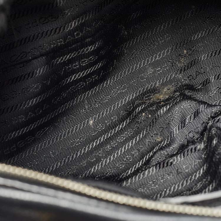 Pre Owned Prada Black Nylon and Leather Top Zip Satchel