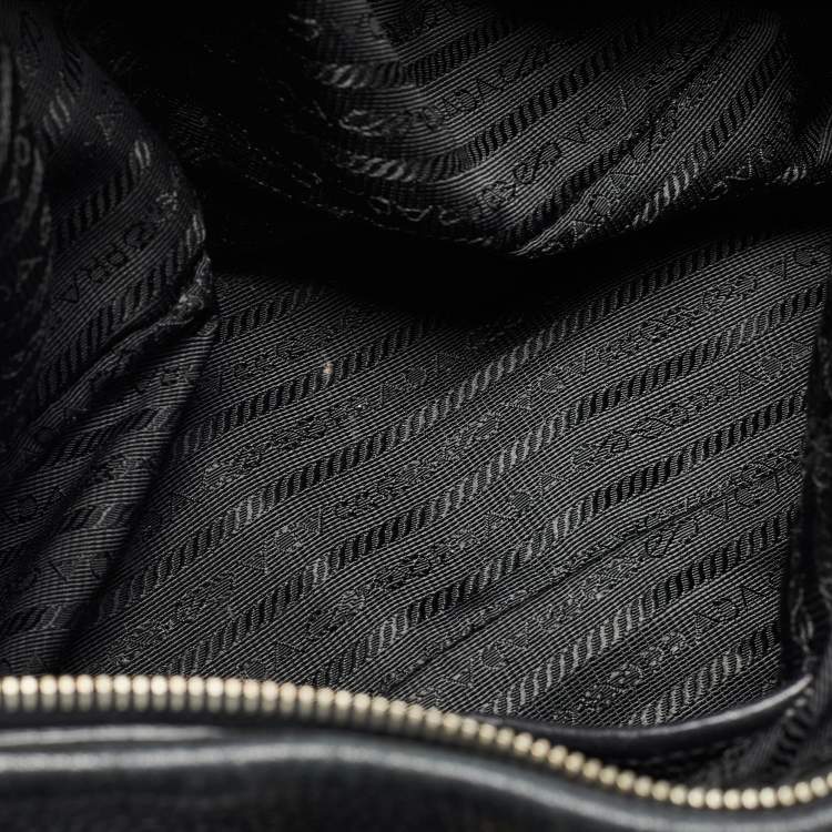 Pre Owned Prada Black Nylon and Leather Top Zip Satchel