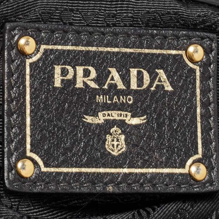 Pre Owned Prada Black Nylon and Leather Top Zip Satchel