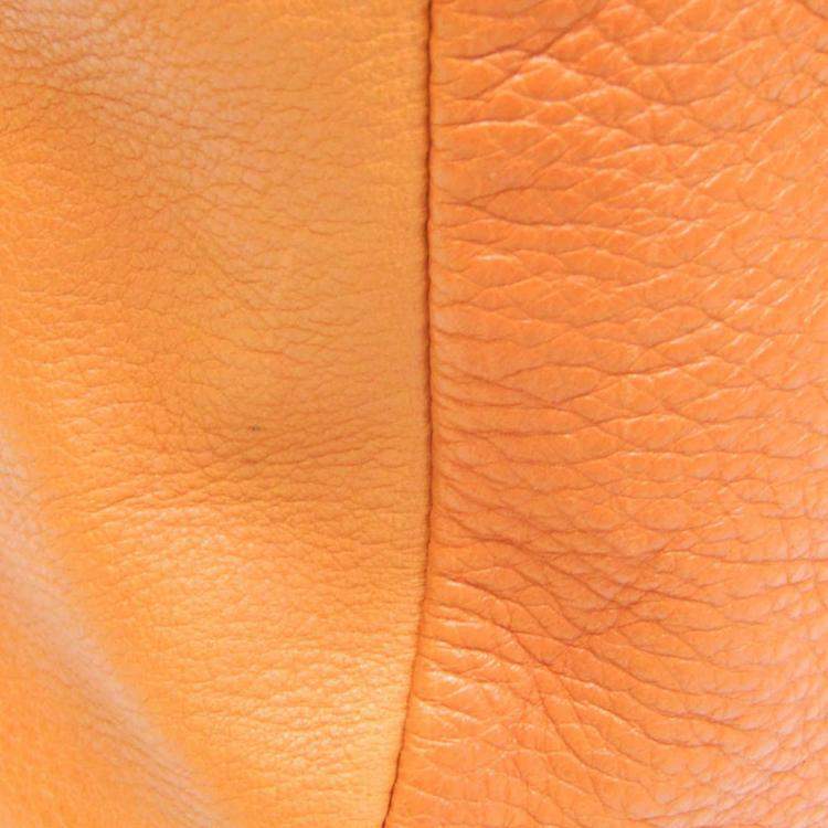 Pre Owned Prada Orange Leather Logo Embossed Duffel Bag