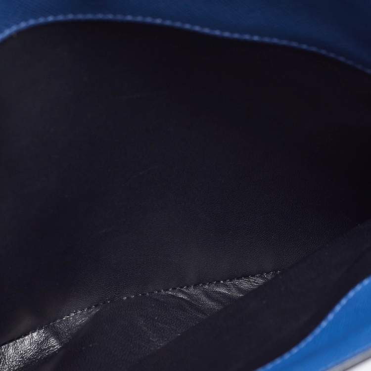 مملوكة مسبقًا Prada Blue Saffiano Cuir Leather Triple Pocket Tote