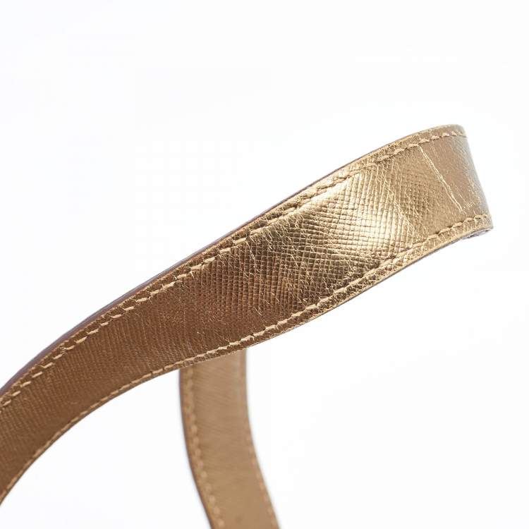 Pre Owned Prada Metallic/Beige Canvas and Leather Zip Bowler Bag