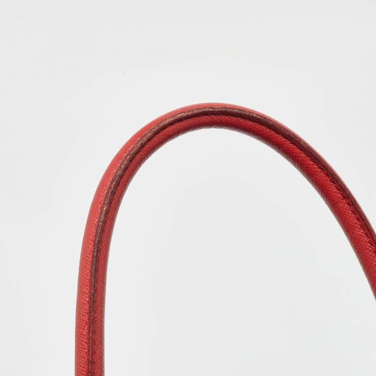 Pre Owned Prada Red Saffiano Lux Leather Large Galleria Tote