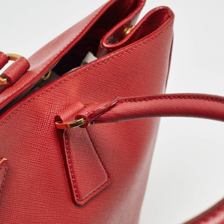 Pre Owned Prada Red Saffiano Lux Leather Large Galleria Tote