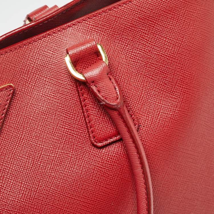 Pre Owned Prada Red Saffiano Lux Leather Large Galleria Tote