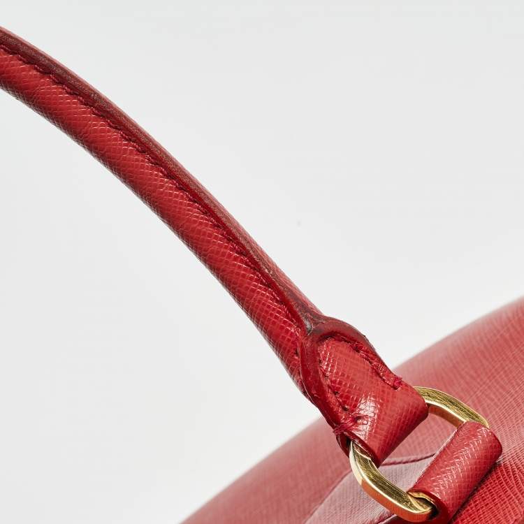 Pre Owned Prada Red Saffiano Lux Leather Large Galleria Tote