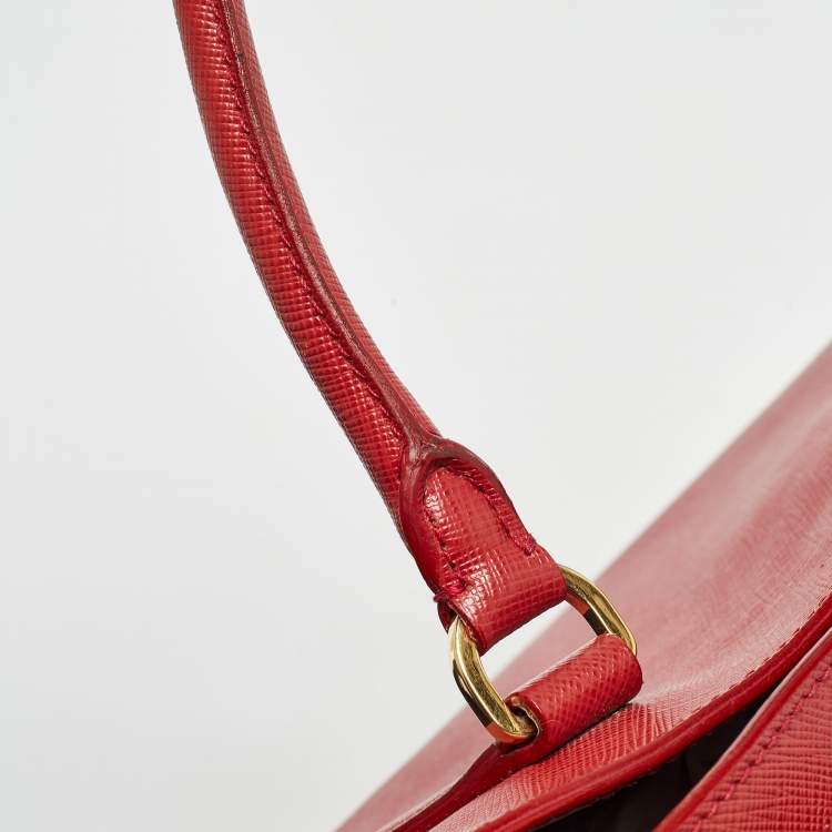 Pre Owned Prada Red Saffiano Lux Leather Large Galleria Tote