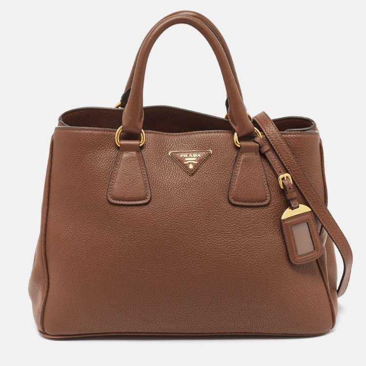 Prada Dark Brown Vitello Daino Leather Tote Prada TLC