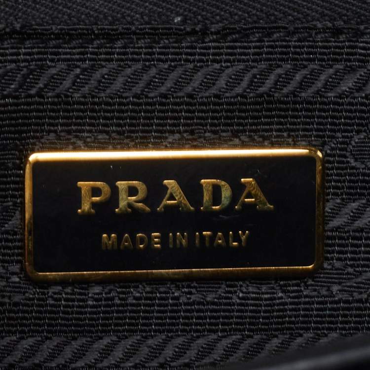 Pre Owned Prada Off White/Black Mink Fur and Saffiano Leather Flap Bag