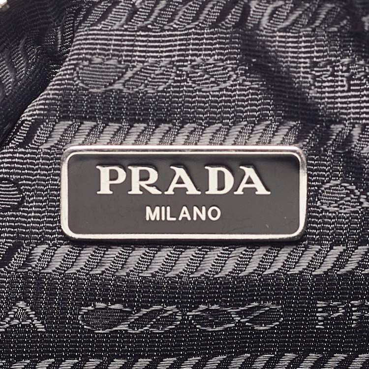 Pre Owned Prada Black Nylon and Saffiano Leather Re-Edition 2005 Baguette Bag
