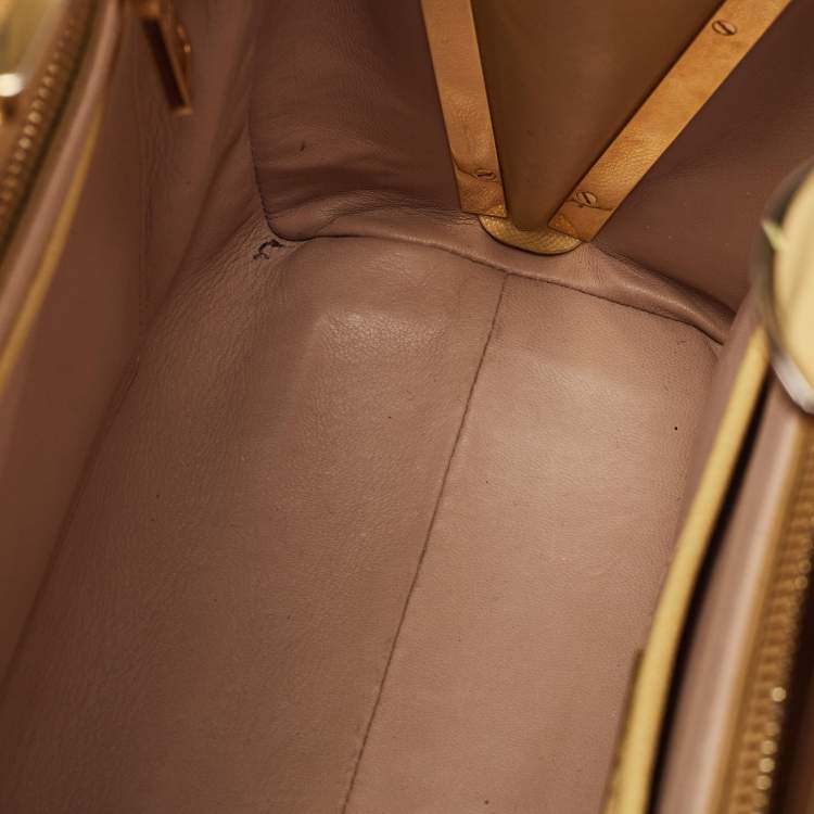 Pre Owned Prada Yellow Saffiano Lux Leather Pyramid Frame Satchel