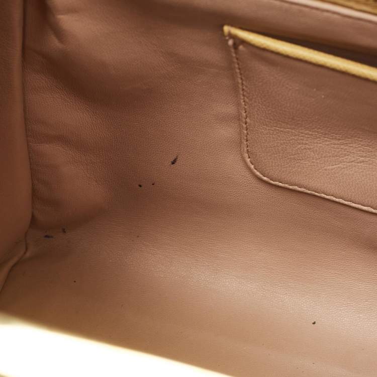 Pre Owned Prada Yellow Saffiano Lux Leather Pyramid Frame Satchel