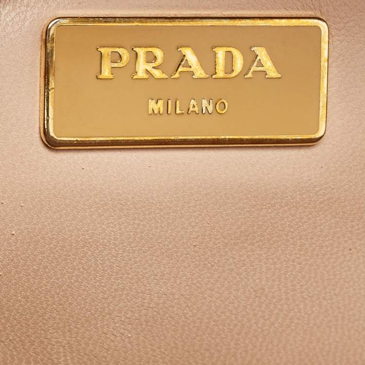 Pre Owned Prada Yellow Saffiano Lux Leather Pyramid Frame Satchel