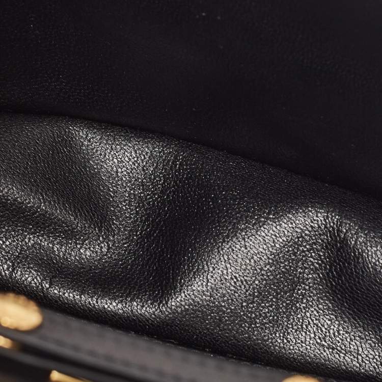 Pre Owned Prada Black Leather Cahier Chain Clutch