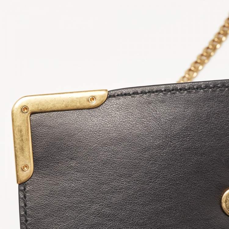 Pre Owned Prada Black Leather Cahier Chain Clutch