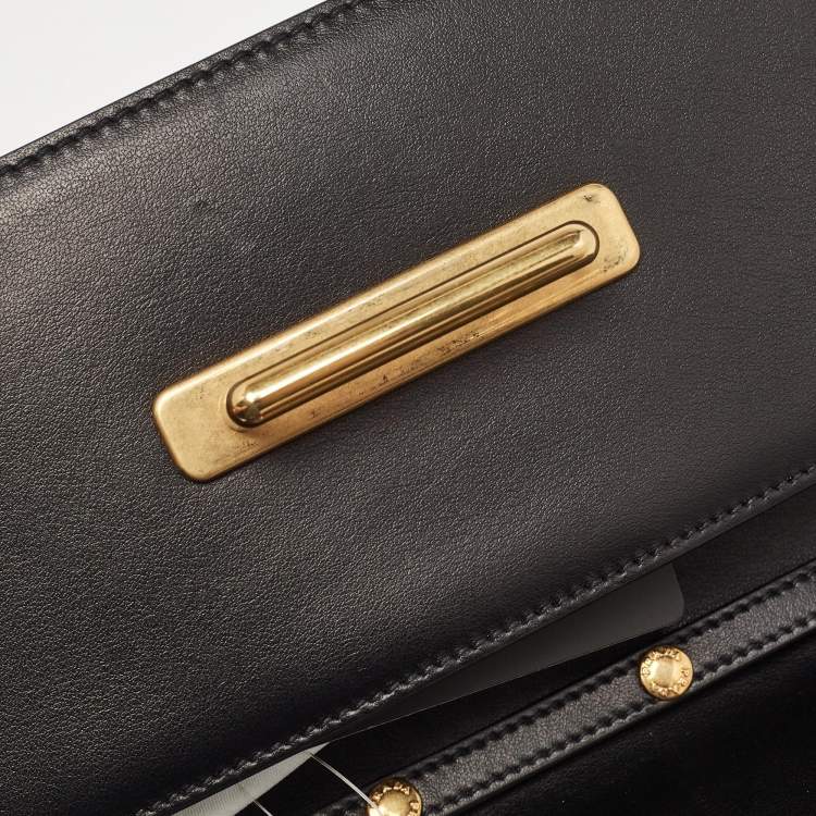 Pre Owned Prada Black Leather Cahier Chain Clutch