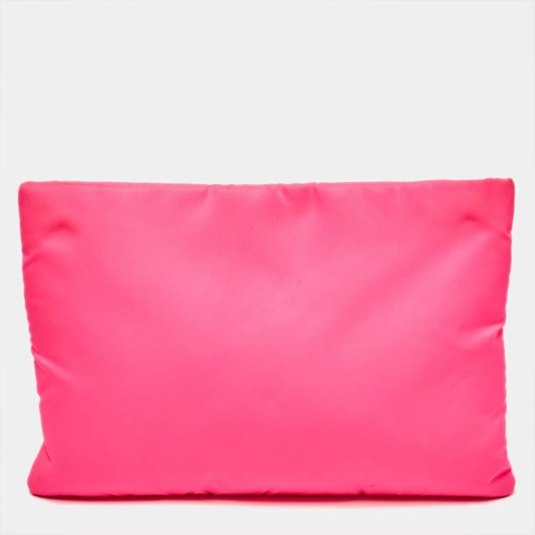Pre Owned Prada Neon Pink Nylon Zip Pouch