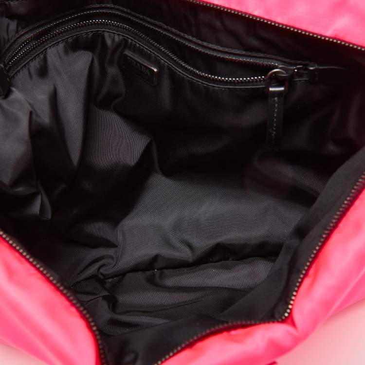 Pre Owned Prada Neon Pink Nylon Zip Pouch