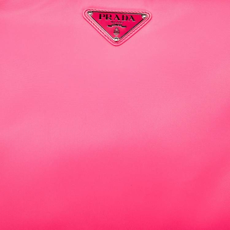 Pre Owned Prada Neon Pink Nylon Zip Pouch