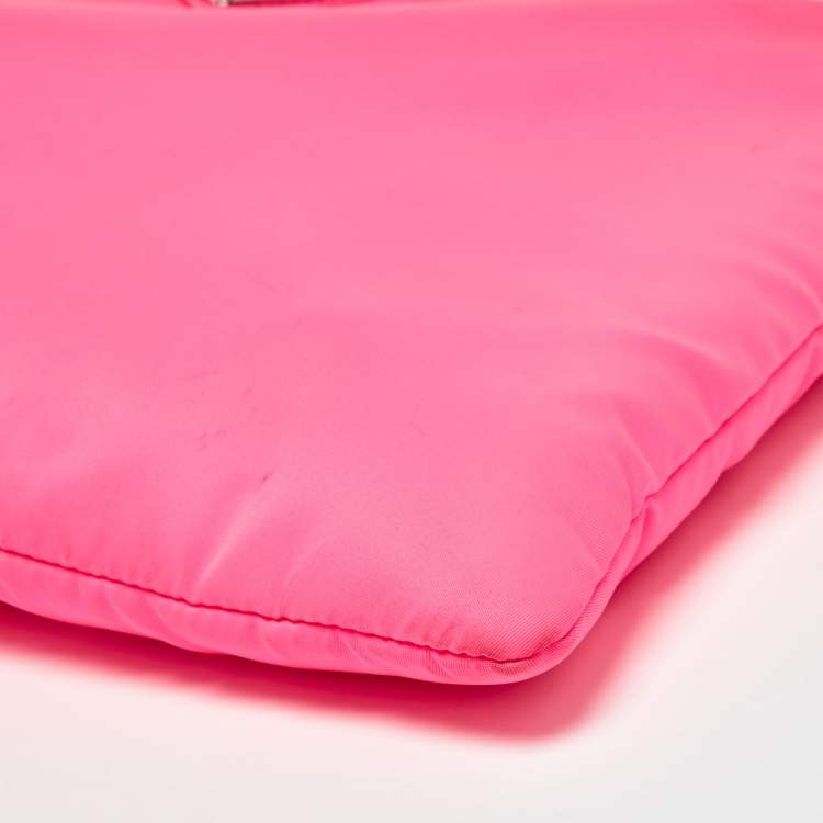 Pre Owned Prada Neon Pink Nylon Zip Pouch