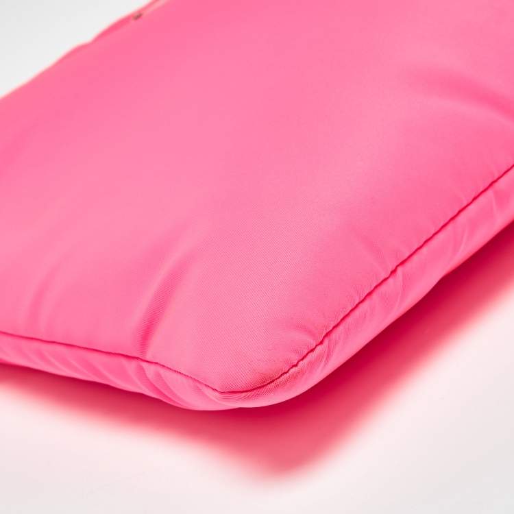 Pre Owned Prada Neon Pink Nylon Zip Pouch