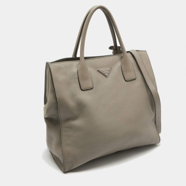 Pre Owned Prada Beige Vitello Daino Leather Shopper Tote