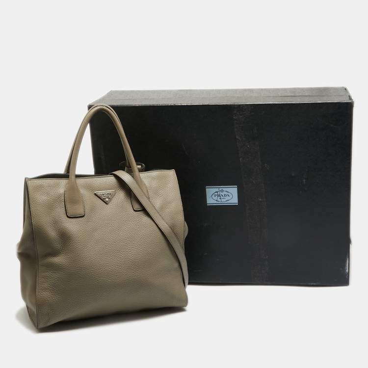 Pre Owned Prada Beige Vitello Daino Leather Shopper Tote