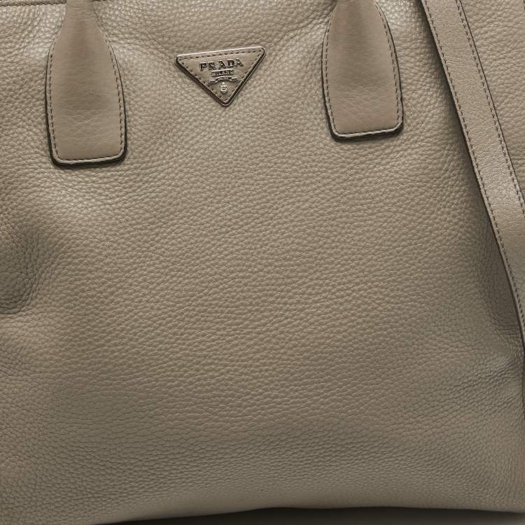 Pre Owned Prada Beige Vitello Daino Leather Shopper Tote