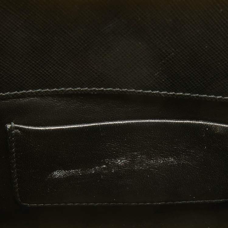 Pre Owned Prada Black Logo Print Saffiano Leather Frame Top Handle Bag