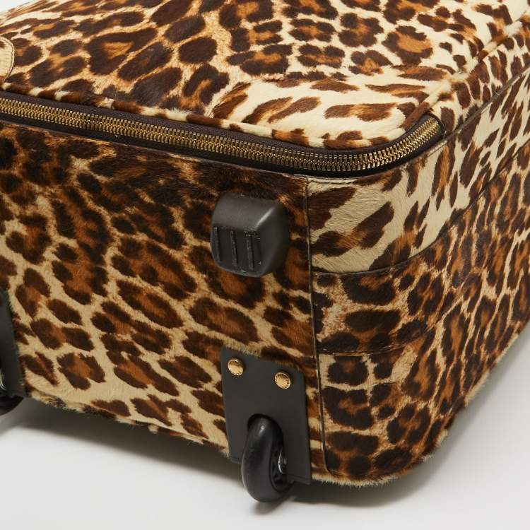 Pre Owned Prada Beige/Brown Calf Hair Rolling Trolley Luggage