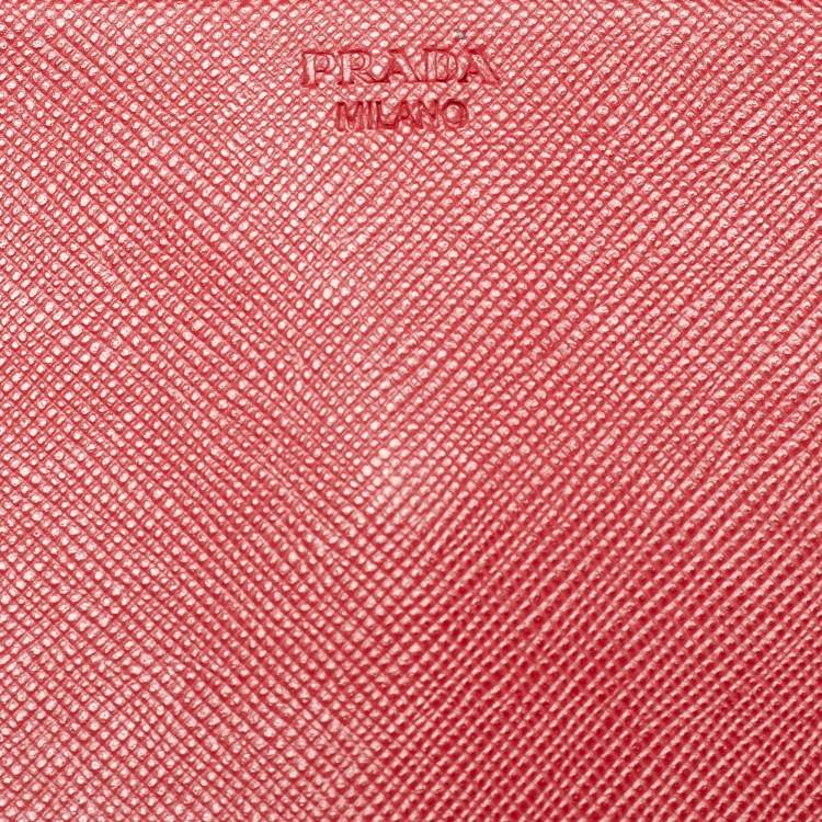 Pre Owned Prada Red Saffiano Leather Flap Pouch 