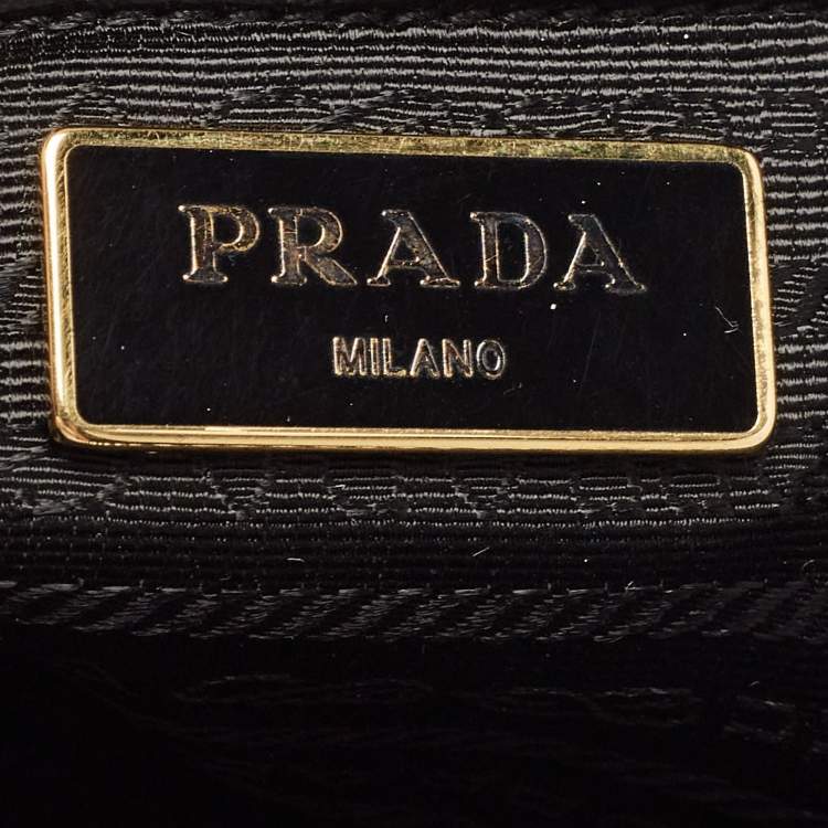 Pre Owned Prada Black Saffiano Leather Medium Double Zip Tote