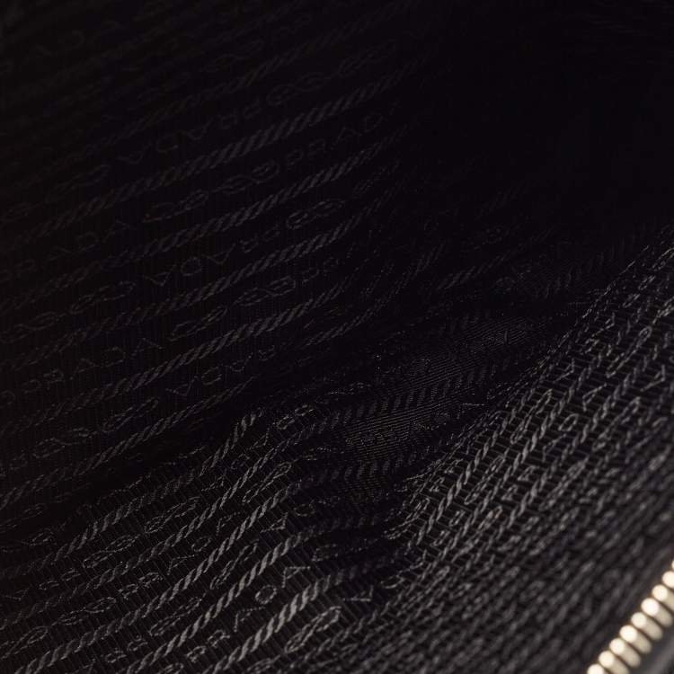 Pre Owned Prada Black Saffiano Leather Medium Double Zip Tote