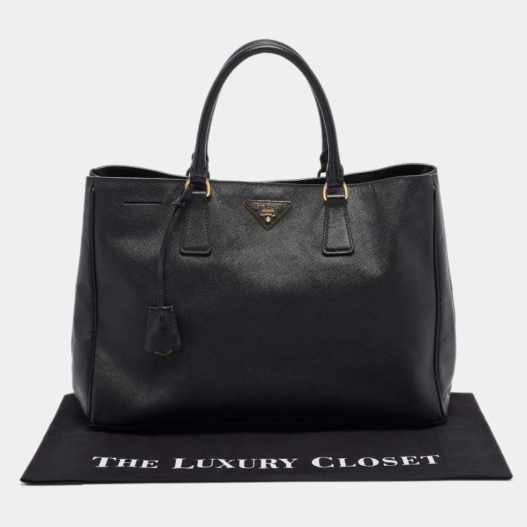 Pre Owned Prada Black Saffiano Leather Large Galleria Tote