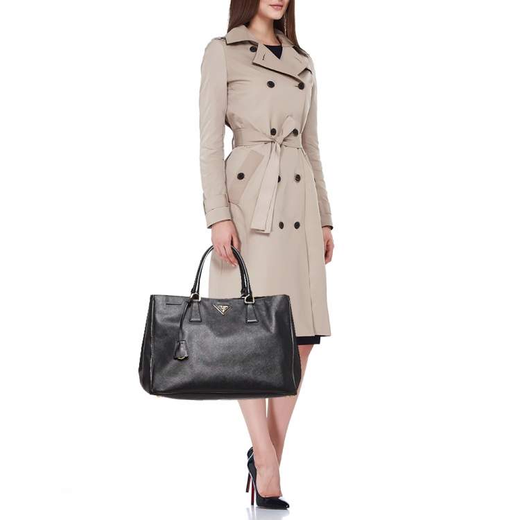 Pre Owned Prada Black Saffiano Leather Large Galleria Tote