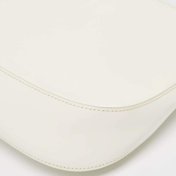 Pre Owned Prada White Glossy Leather Cleo Hobo