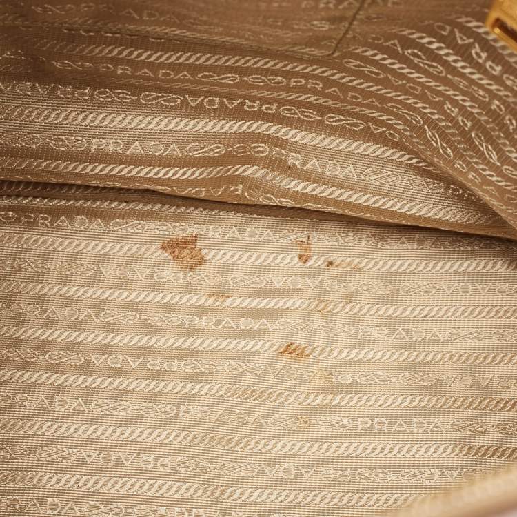 Pre Owned Prada Brown Saffiano Lux Leather Large Double Zip Tote