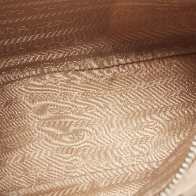Pre Owned Prada Beige Nylon and Leather Re-Edition 2005 Baguette Bag