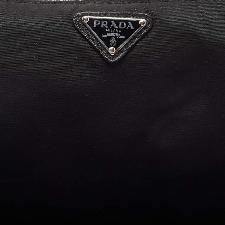 Pre Owned Prada Black Nylon Zip Wristlet Pouch