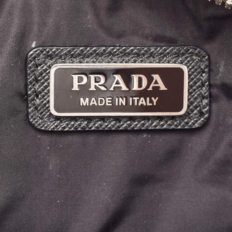 Pre Owned Prada Black Nylon Zip Wristlet Pouch